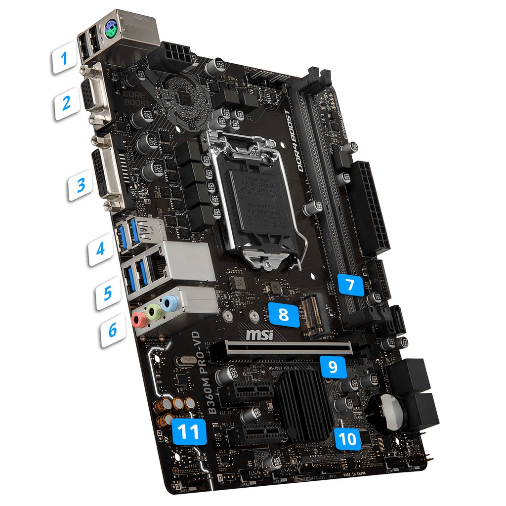 Mainboard MSI B360M PRO-VD - Hàng chính hãng BH 36 tháng