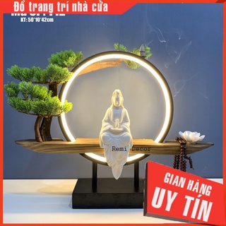 Trang trí nhà đẹp - Tượng phật bà quan âm đặt kệ tủ - Có đèn Led sáng - Ảnh chụp tại cửa hàng - Remi Decor