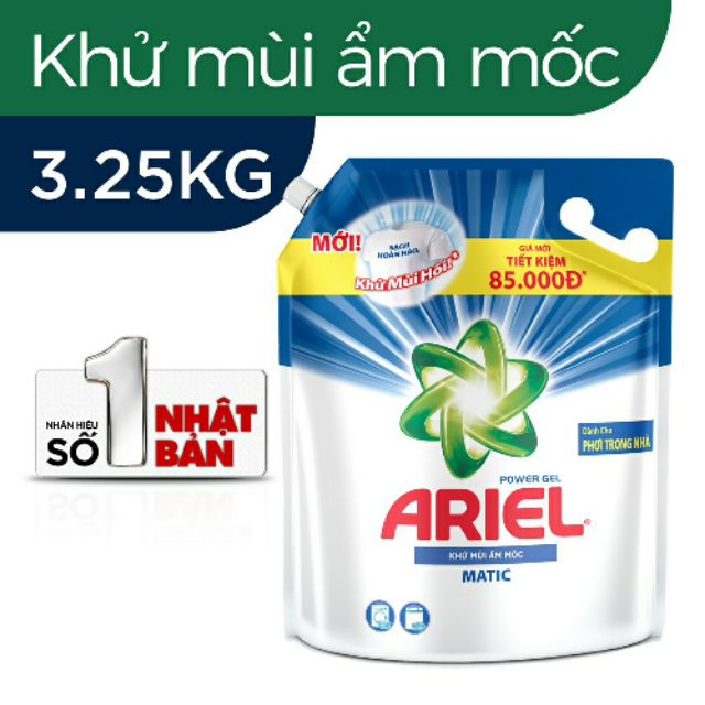 Nước giặt Ariel khử mùi ẩm mốc 3,25kg.