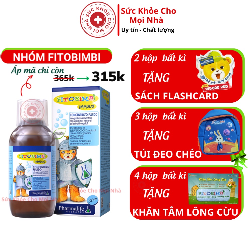 [Mã 159FMCG giảm 7% đơn từ 500K] Fitobimbi Immuno Bimbi.Giúp Bé Tăng Cường Miễn Dịch,Sức Đề Kháng.Khỏe Mạnh Hết Ốm Vặt