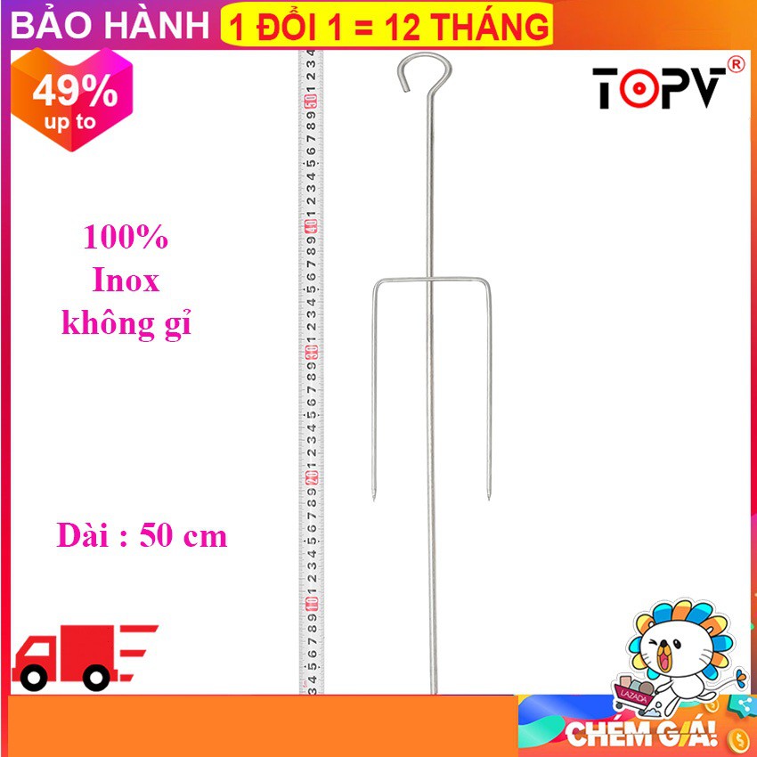 Xiên đinh ba TopV 54cm, phù hợp bếp TopV V5Plus, xiên nướng gà vịt cá, Inox cao cấp, không gỉ, xiên nướng inox, siêu bền