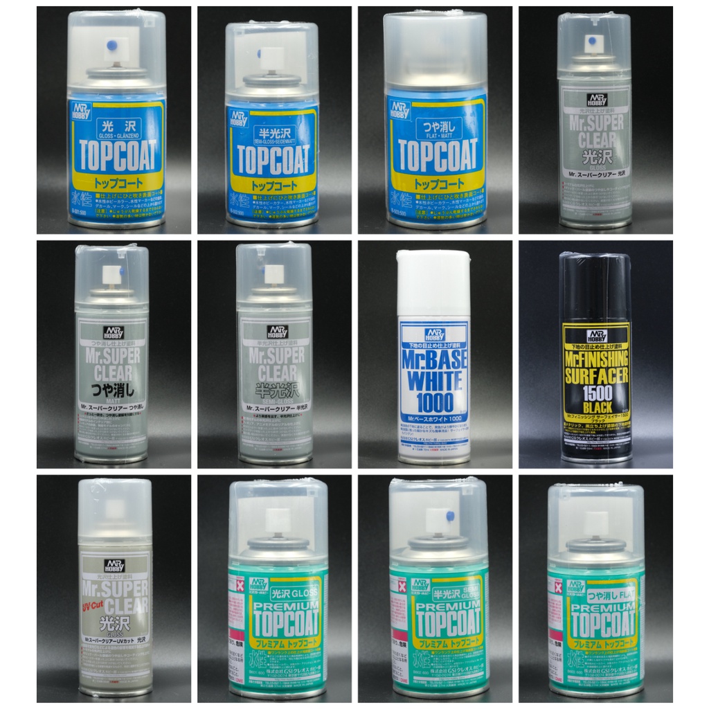 Chai xịt phủ bảo vệ mô hình Top Coat Chính Hãng Mr Hobby Topcoat B501 B502 B503 Super Premium UV Clear Gloss Matt Flat