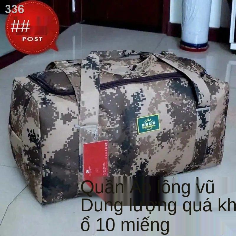 【thanh lý kho】Túi hành lý rằn ri phong cách quân đội với chăn bông lớn du lịch nam xách tay sức chứa siêu