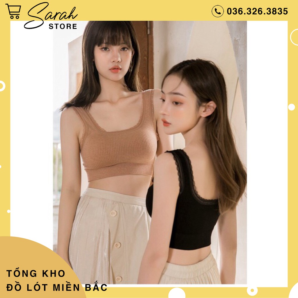 Áo bra nữ cổ vuông hở lưng chữ U hai dây ren dễ thương freesize 37-60kg 1535