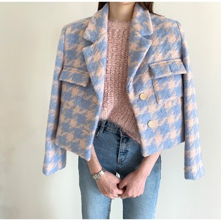 Áo khoác dạ tweed dáng vest ngắn màu sắc ngọt ngào trẻ trung (có hình thật)