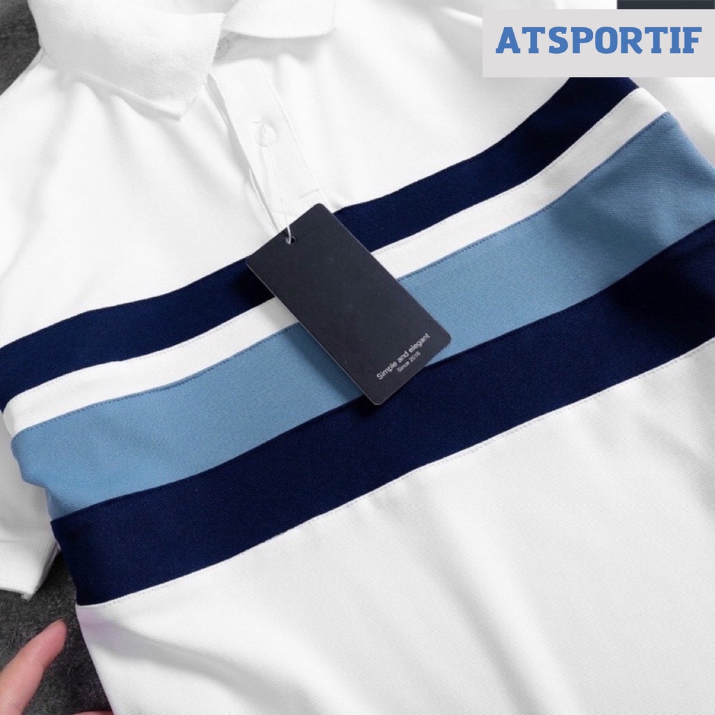 Áo Polo Nam cổ bẻ basic xanh đá cộc tay ATMAN vải cá sấu cotton phong cách trẻ trung chuẩn form phối màu
