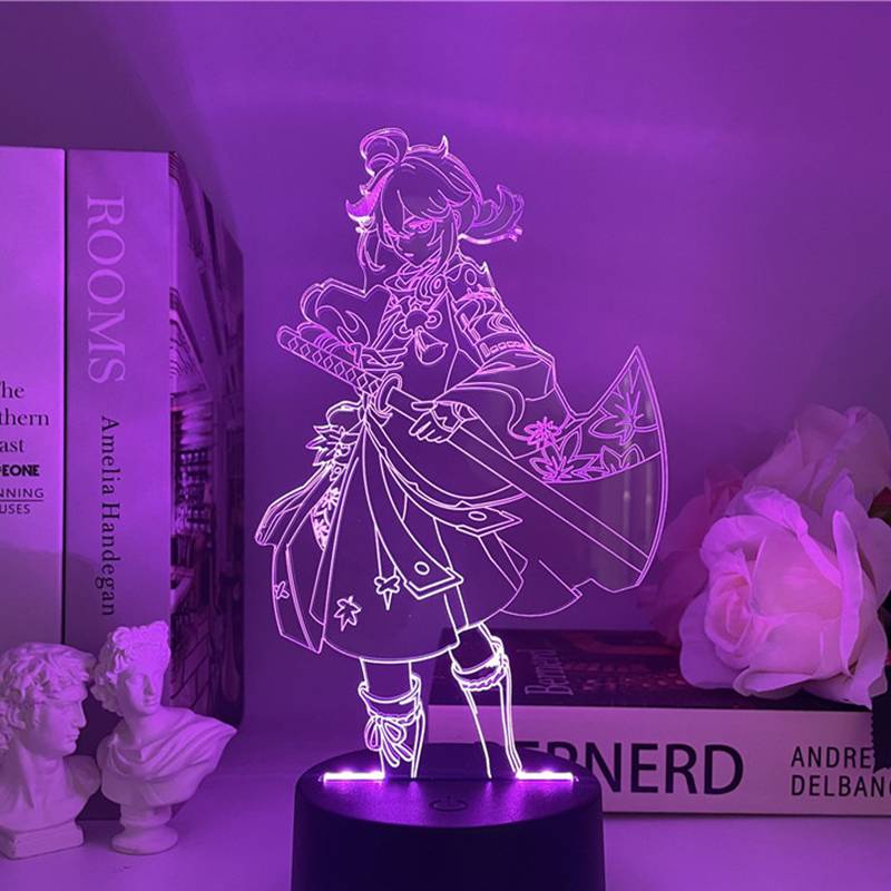 Đèn Ngủ LED Điều Khiển Từ Xa Bằng Acrylic USB Hình Yoimiya Ganyu Kazuha Làm Quà Tặng Giáng Sinh