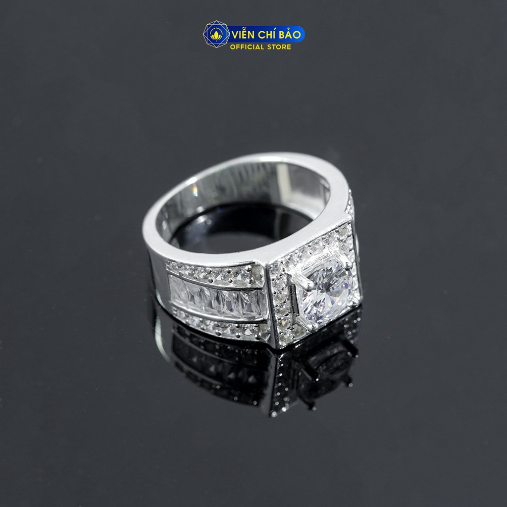 Nhẫn bạc nam đính đá vuông chất liệu bạc 925 thời trang phụ kiện trang sức Viễn Chí Bảo N300003