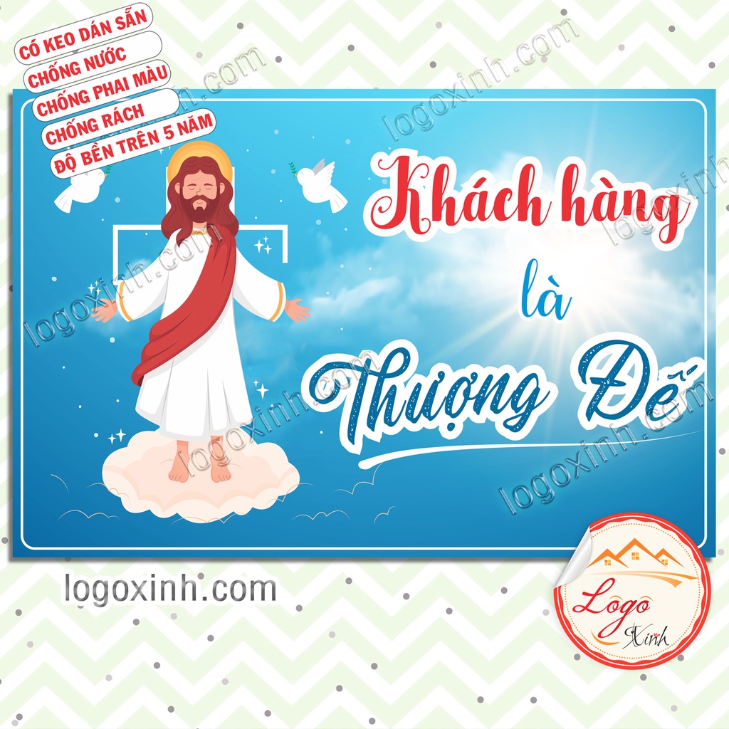 Logo Tem Sticker Khách Hàng Là Thượng Đế, Trang Trí Quầy Quán, Shop, Cửa Hàng Ngộ Nghĩnh Dễ Thương, Chất Liệu Decal Dán