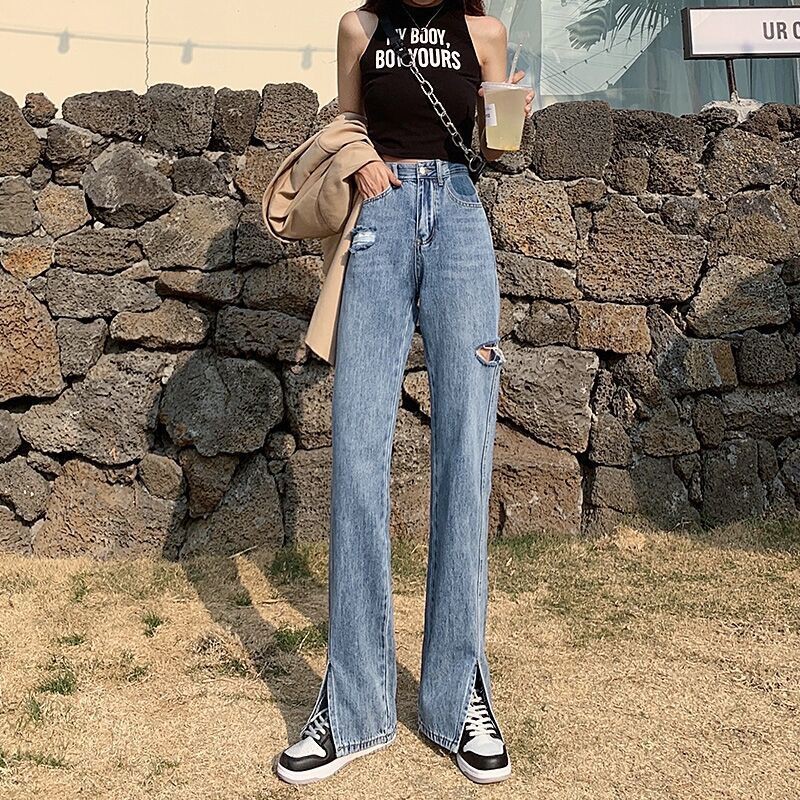 Quần Jeans Nữ Lưng Cao Xẻ Tà Thời Trang Hè 2021 | BigBuy360 - bigbuy360.vn