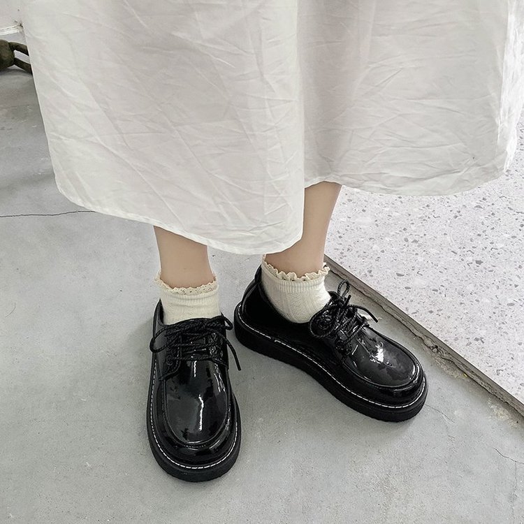 [CÓ SẴN] Giày nữ oxford anh quốc đế cao to bự dày răng cưa da bóng/trơn mũi vuông tăng chiều cao thời trang Hàn quốc | BigBuy360 - bigbuy360.vn