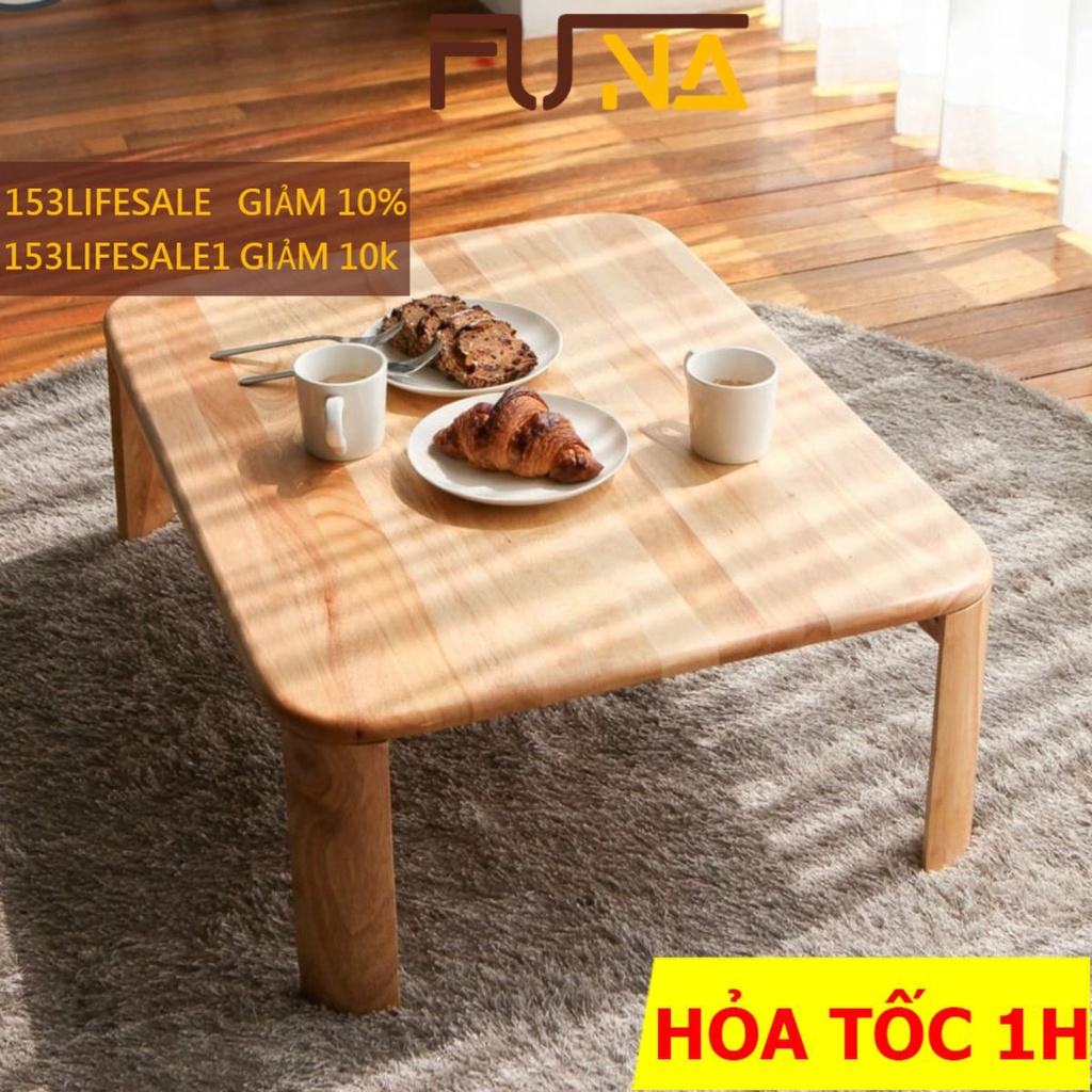 Bàn trà bệt FUNA chân gỗ tự nhiên có thể gấp gọn kiểu nhật mặt gỗ CN MDF phủ melamine cao cấp - BT05