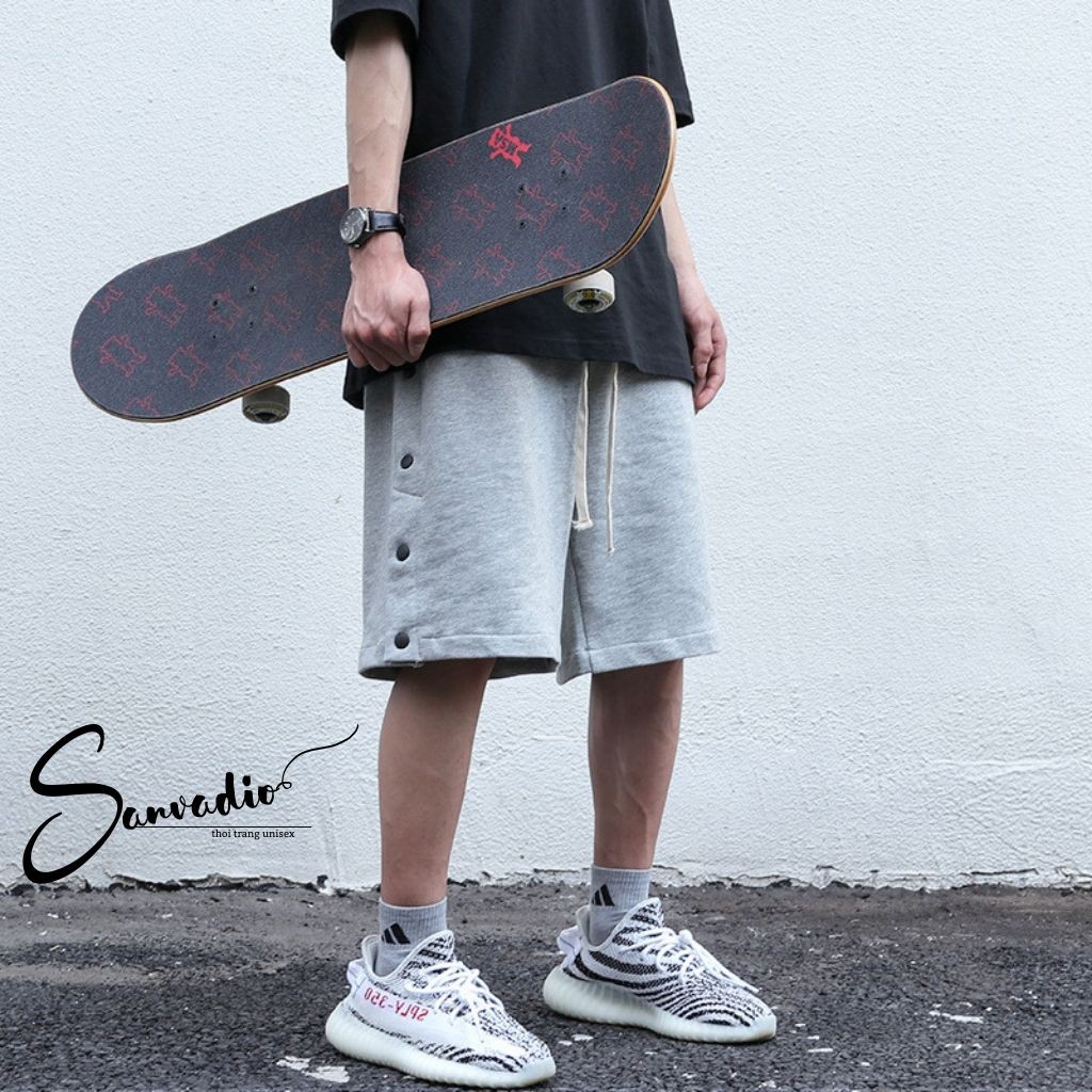 Quần SHORT TRƠN khuy nút unisex Sanvadio thể thao basic nam nữ oversize phong cách đường phố Hàn Quốc  ullzang QĐ01