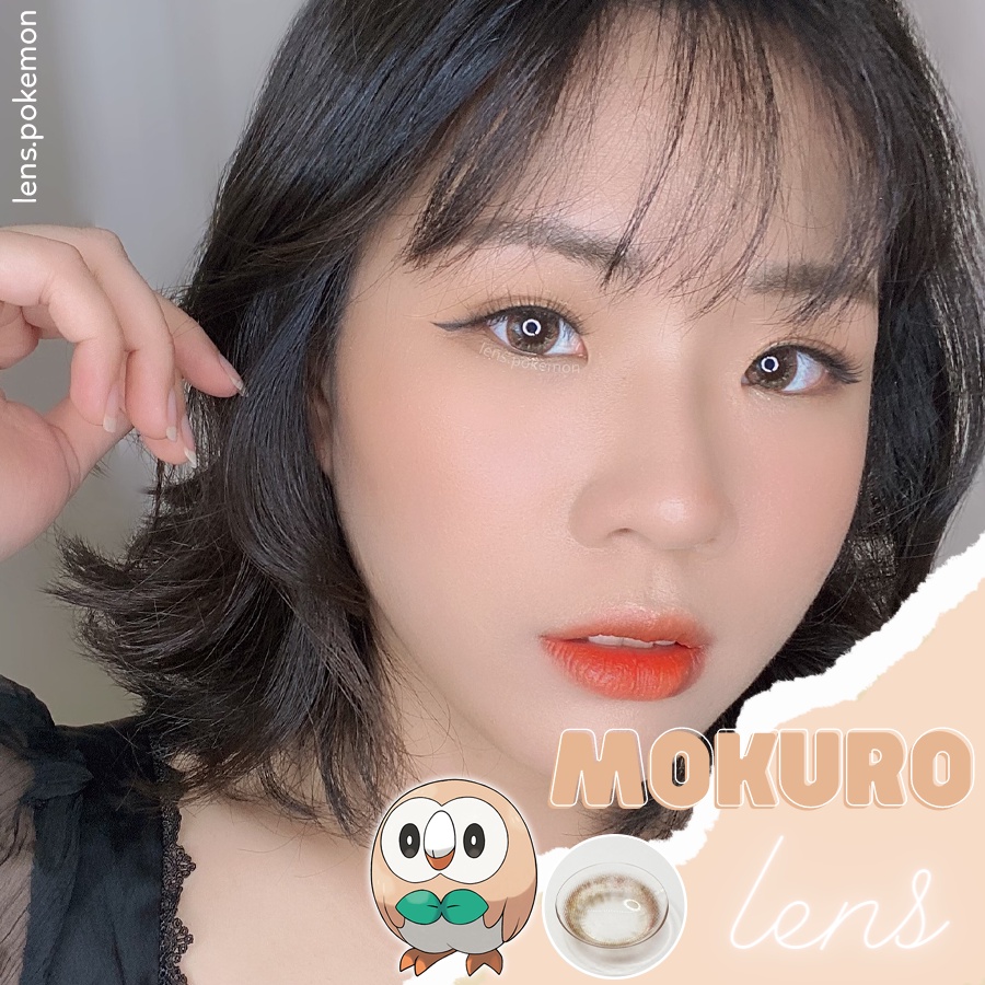 Kính áp tròng màu nâu khói phủ vân hoa nghệ thuật  MOKURO, giãn nhẹ 14.2mm , sử dụng 6 tháng , giá 1 cặp lens kèm khay.