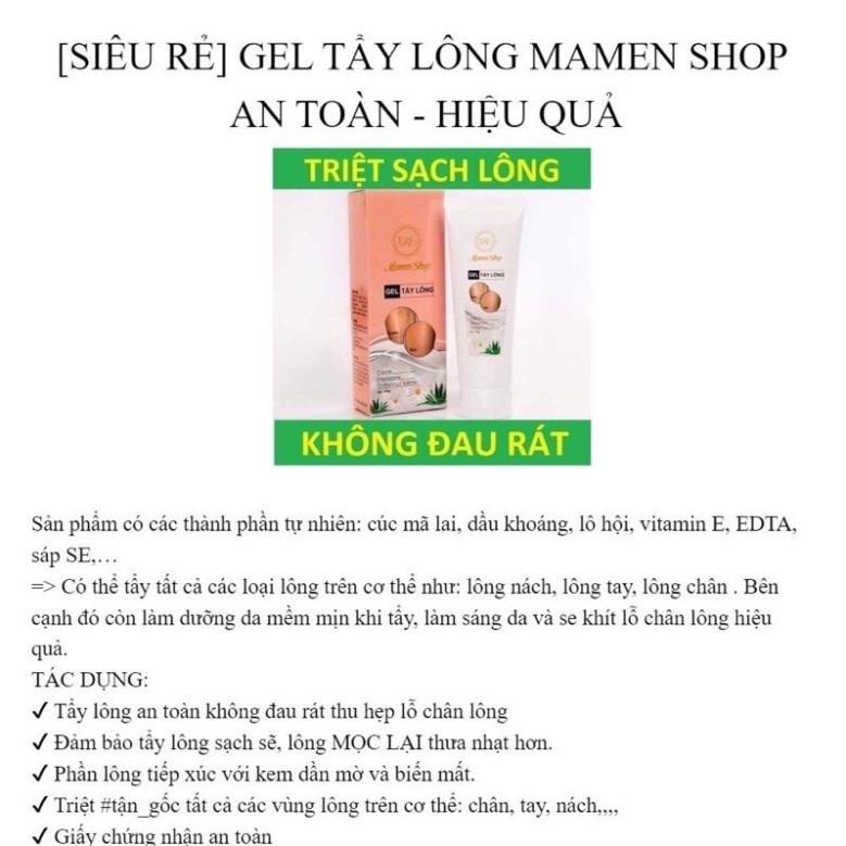 Kem + Cao tẩy lông vĩnh viễn Mamen Shop, tẩy lông vùng kín, bikini, nách, chân, hiệu quả an toàn