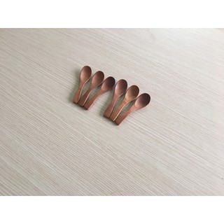 (bộ 6) Thìa, muỗng gỗ NHÃN nhỏ múc gia vị màu nâu nhạt 8,5cmx2,5cm-TG24