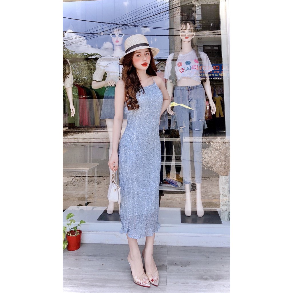 [HÀNG CÓ SẴN KÈM VIDEO HÌNH THẬT ] Váy Maxi Xếp Ly - Đầm Suông Hai Dây Dập Ly full 2 lớp loại 1  Xinh ANN10 | BigBuy360 - bigbuy360.vn