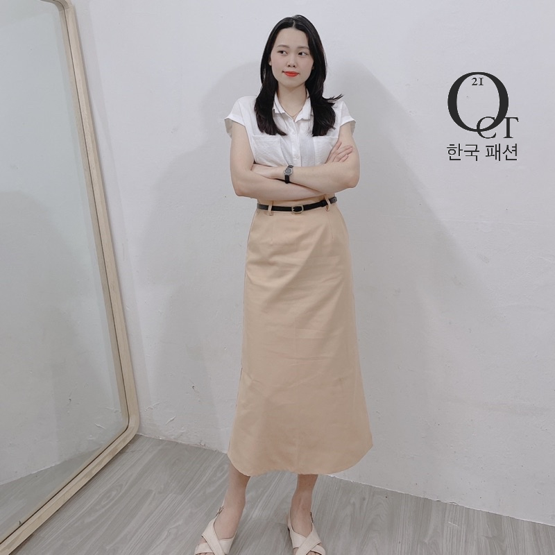Chân váy xuông chất liệu thô mềm - dáng basic phong cách ulzzang Hàn Quốc