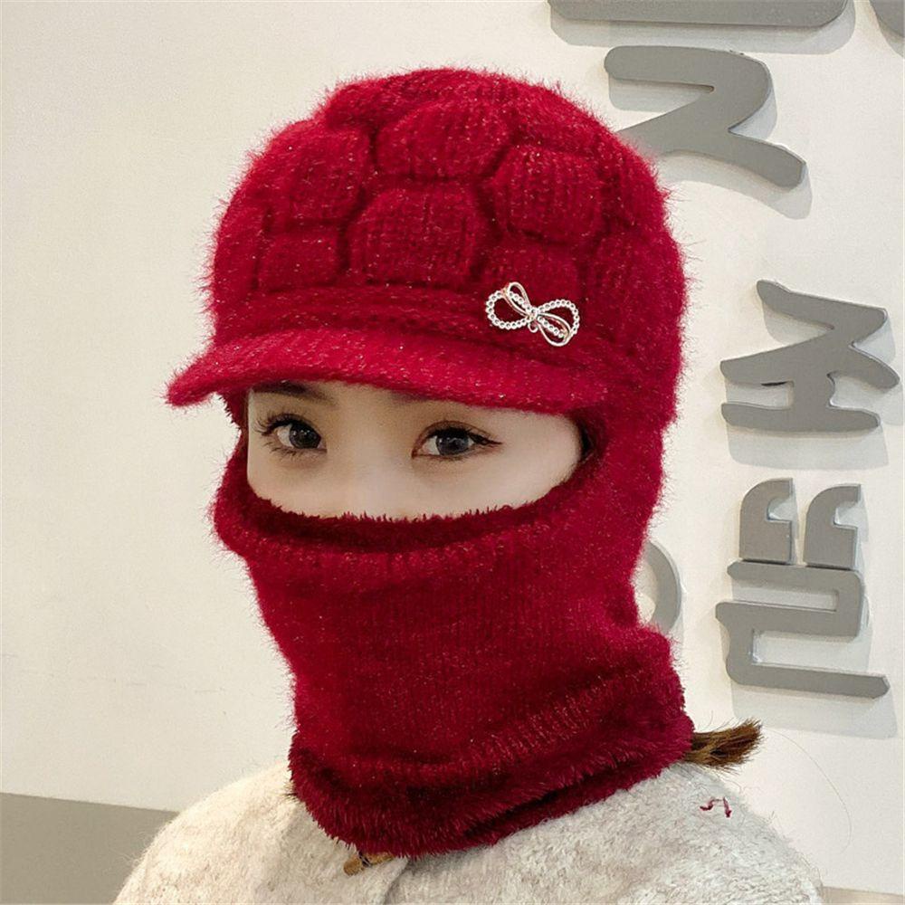 Future Mũ Len Lông Cừu San Hô Chống Gió Thời Trang Mùa Đông Cho Nữ Khi Đi Xe Đạp