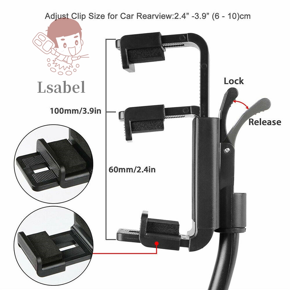Giá Đỡ Điện Thoại Gắn Gương Chiếu Hậu Xe Hơi Xoay 360 Độ | BigBuy360 - bigbuy360.vn