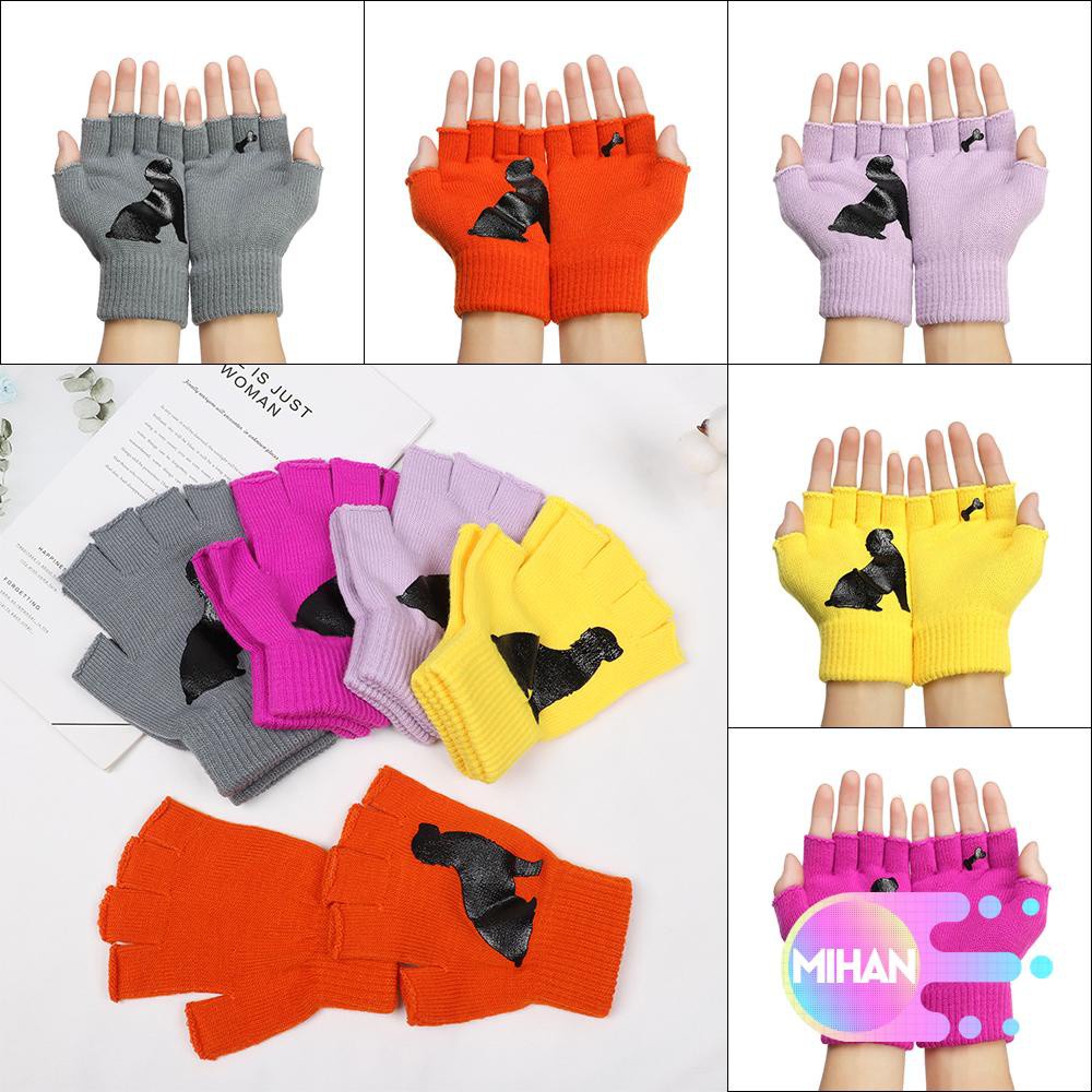 MIHAN1 Fashion Half-finger Gloves Outdoor Thick Knitted Gloves Elastic Women Men Warm Soft Winter Mittens/Multicolor