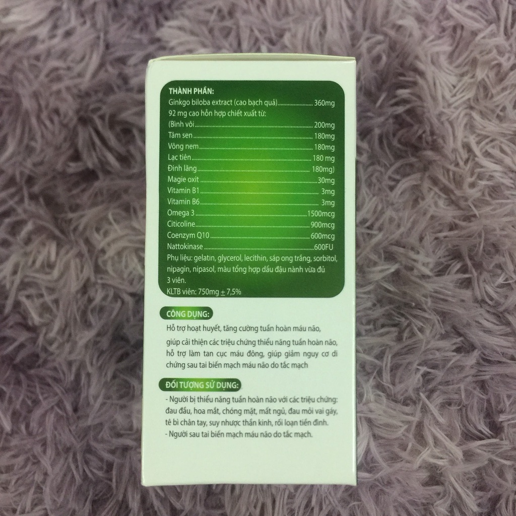 Viên uống bổ não Ginkgo Newstar chứa Ginkgo biloba giúp tan máu đông, tăng tuần hoàn máu não Hộp 100 viên