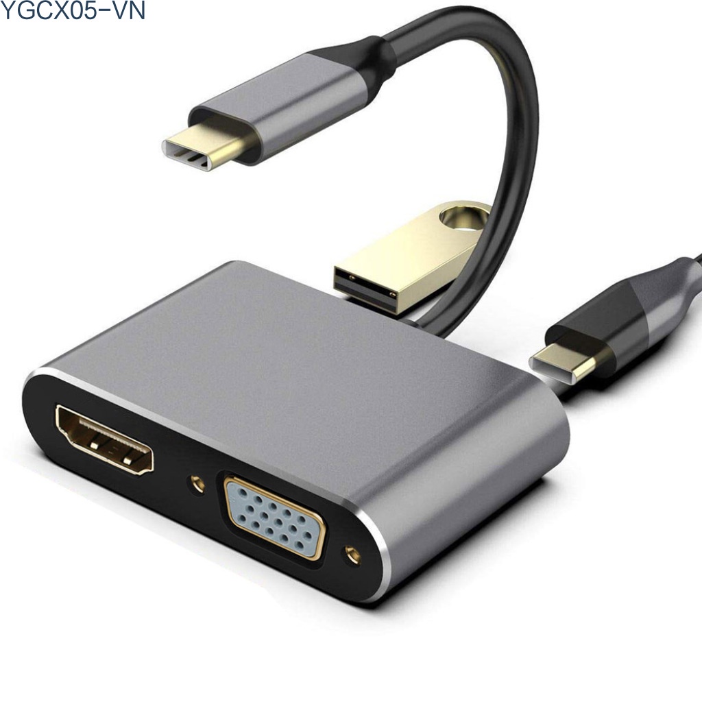 Bộ Chuyển Đổi 4 Trong 1 Type C Sang Vga + Usb3.0 + Pd Docking + Hdmi-Compatible | BigBuy360 - bigbuy360.vn