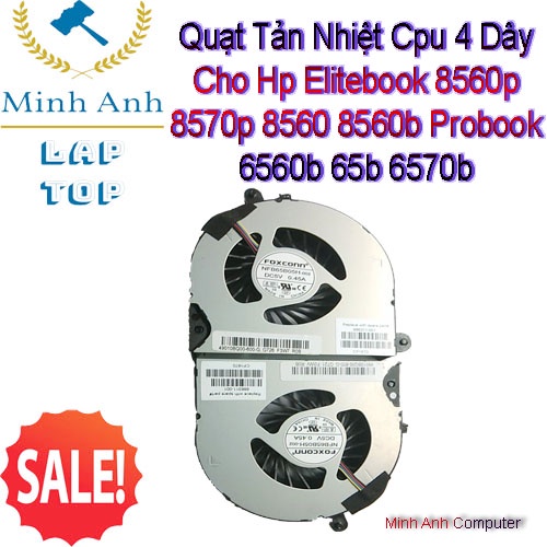 Quạt Tản Nhiệt Cpu 4 Dây Cho Hp Elitebook 8560p 8570p 8560 8560b Probook 6560b 65b 6570b