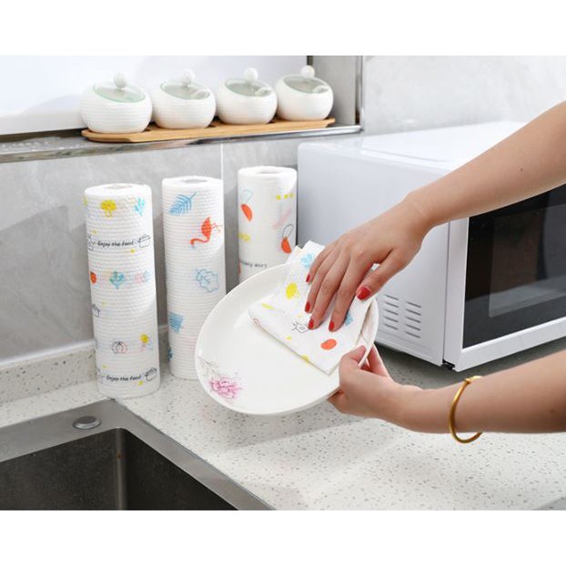 Giấy Lau Đa Năng 20cm - Khăn Lau Bếp, Lau Tay Cuộn Có Thể Giặt Được