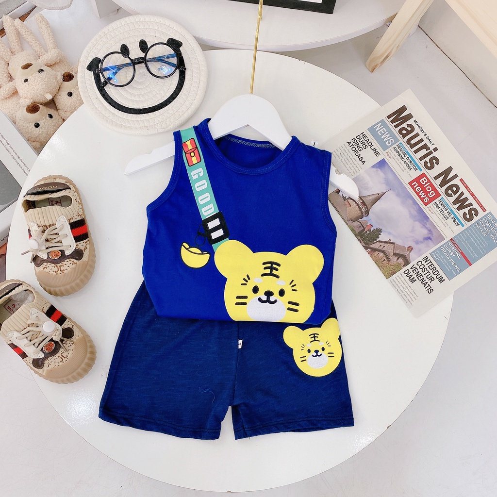 [Thanh Lý] Bộ Ba Lỗ In Hình Con Hổ Cho Bé Trai Chất Cotton Co Giãn 4 Chiều