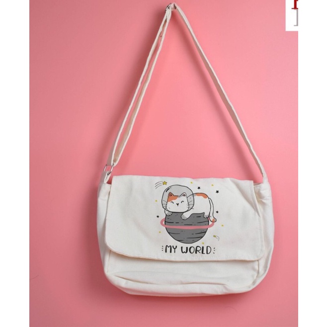 [Mã FAMARAL1 giảm 10K đơn 50K] TÚI TOTE ĐEO CHÉO UNISEX NAM NỮ - VẢI DỆT CANVAS [ CÓ TÚI CON] - PHONG CÁCH ULZZANG