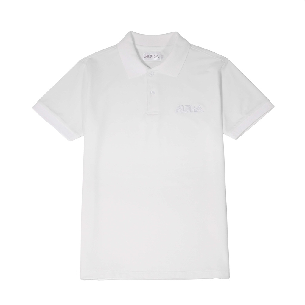 Áo Polo ALPHA thêu 3D logo - màu Trắng