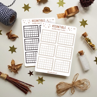 2 Essentials Stickers - Monthly Habit Tracker - Chuyên dán sổ | Bullet Journal Stickers, Journal Stickers, Bujo