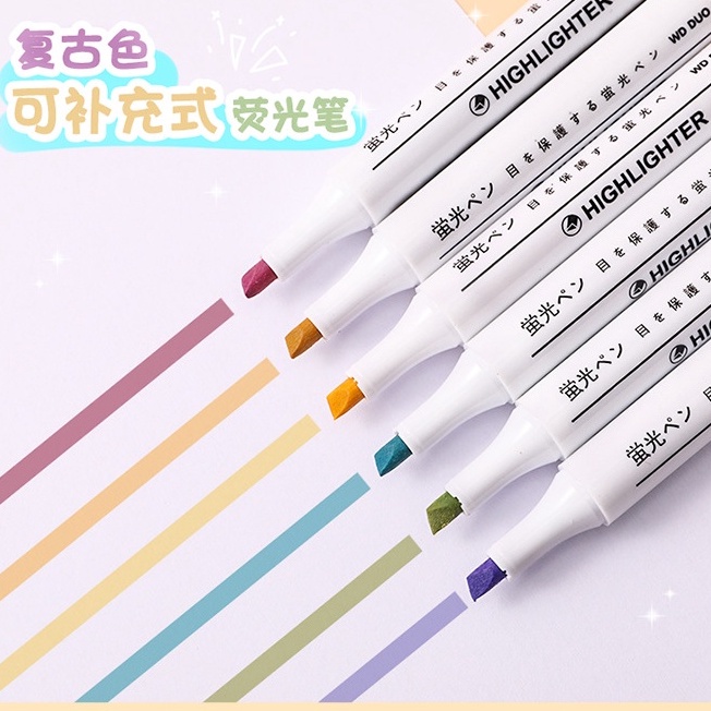 Bộ bút dạ quang 6 màu xinh xắn tiện dụng, bút đánh dấu bút nhớ SR014