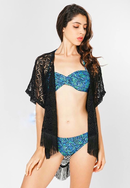 Áo choàng vạt chéo 2 màu đen trắng MSA.02 | BigBuy360 - bigbuy360.vn