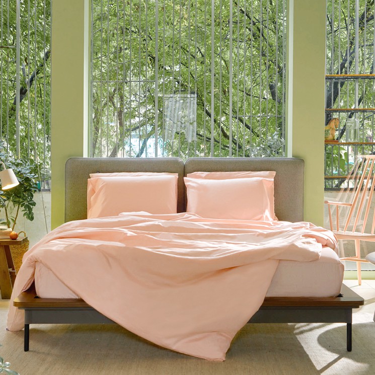 Bộ Ga Trải Giường Ru9 Cotton Sateen 100% Cotton Tự Nhiên Pearl Blush 6 Kích Thước