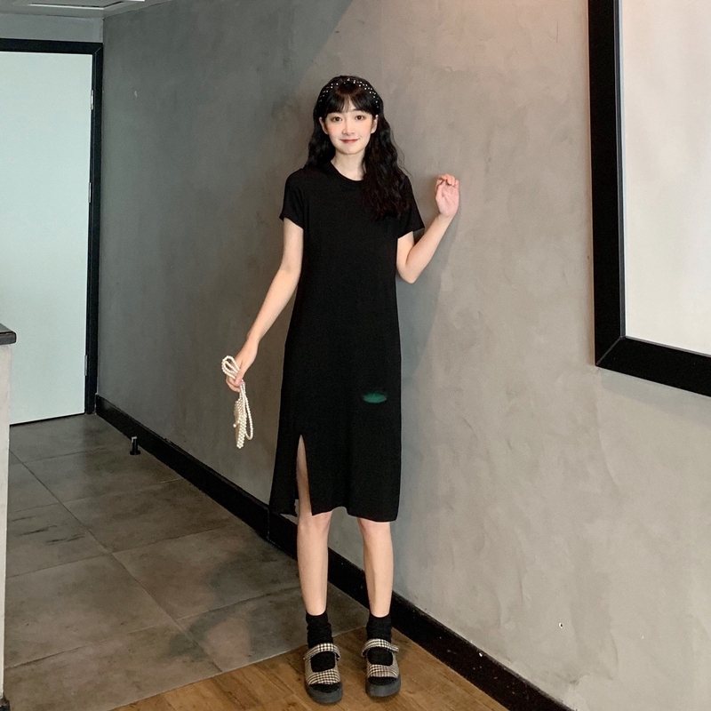 SUXI Đầm Nữ Ngắn Tay Kiểu Hàn Quốc