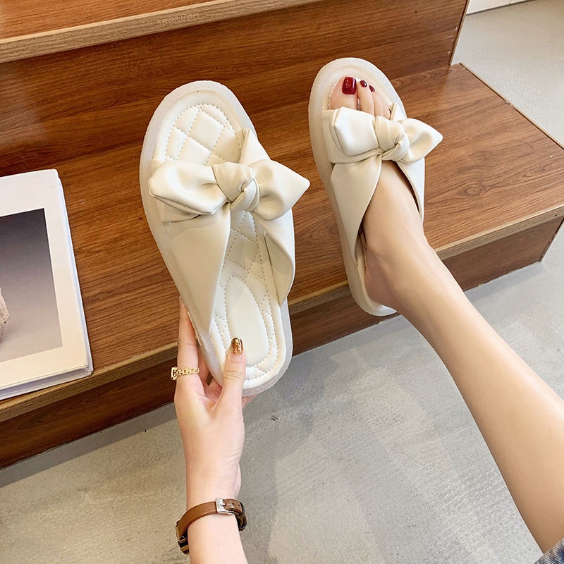 Dép Nữ Đế Mềm Đính Nơ Thời Trang