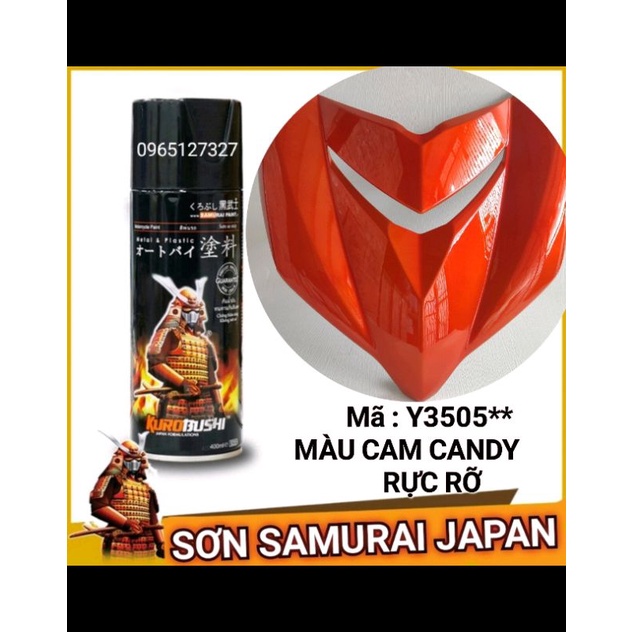 Sơn xịt Samurai Japan Màu Cam Candy Rực Rỡ. Mã Y3505**
