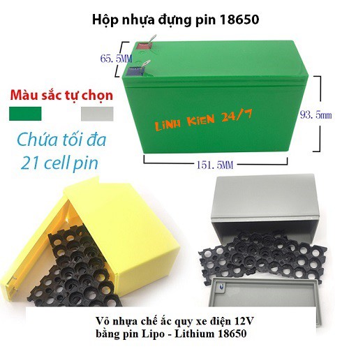 Hộp Đựng Pin 18650 Chế Ắc Quy Xe Điện 12V