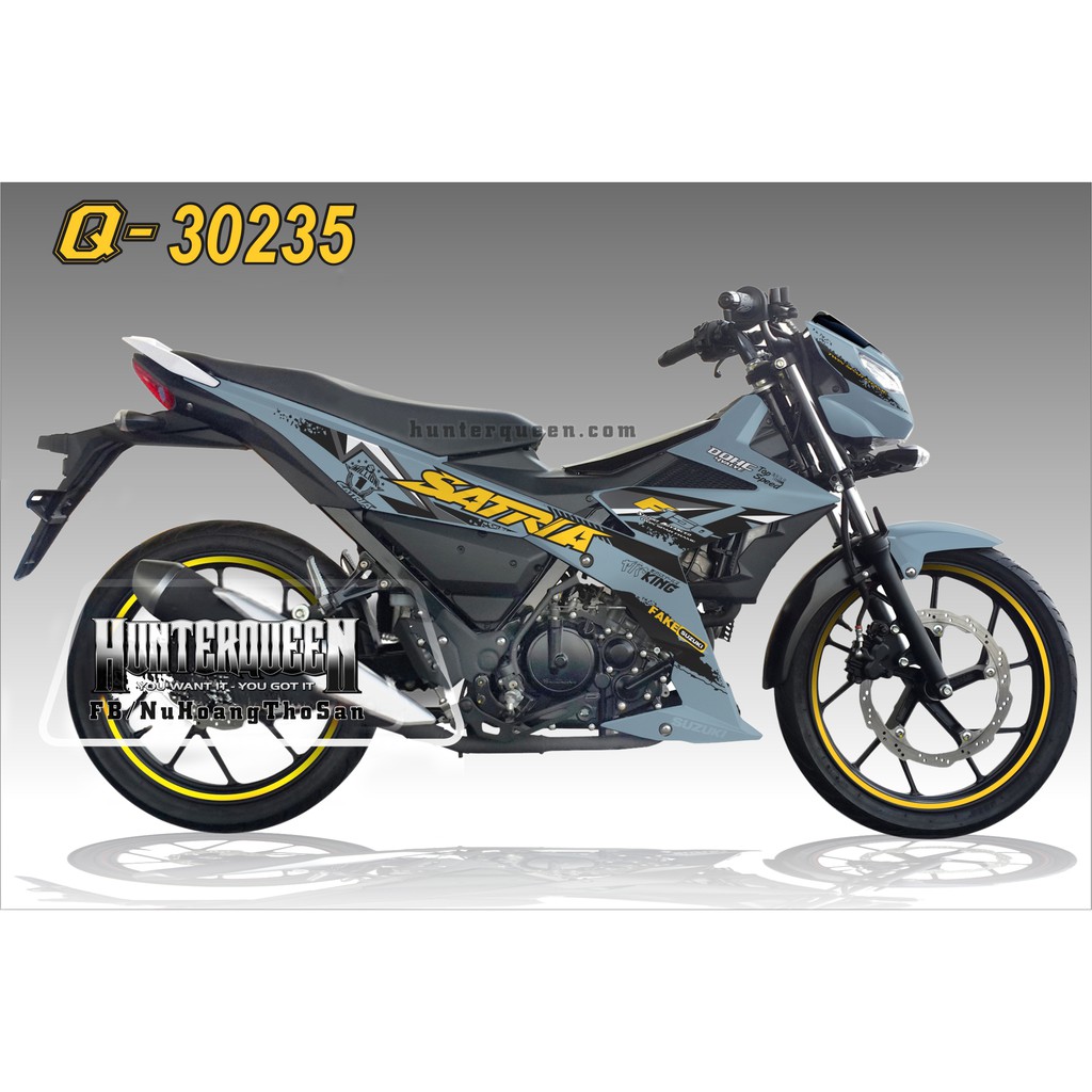 Tem rời chế Raider FI. Xám Xi măng. Thay đổi màu sắc và chi tiết theo yêu cầu. Sắc nét, bền màu