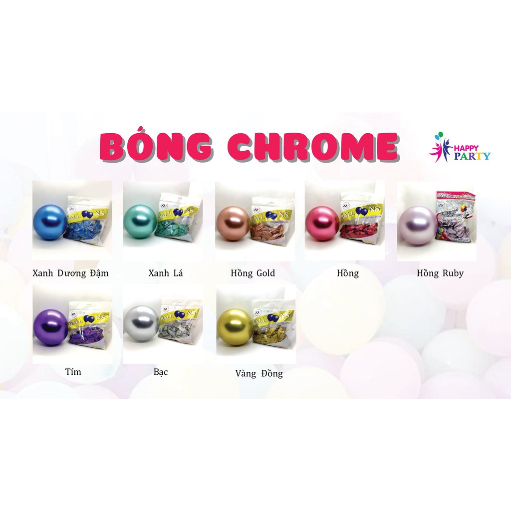 Bong bóng siêu nhũ chrome trang trí sinh nhật, sự kiện cho bé trai, bé gái 10inch nhiều màu - BOBABO