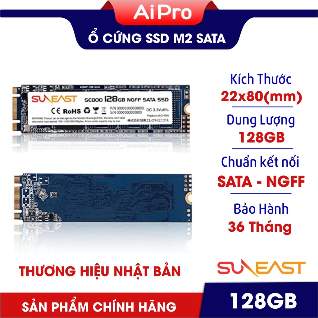 Ổ cứng Suneat SSD M2 128GB - Thương hiệu Nhật Bản - Chính hãng - Bảo Hành 36 Tháng