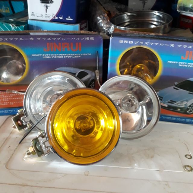 ㍿□COMBO 2Đèn tròn inox thay bóng, đèn gầm, trợ sáng ô tô. Hàng JINRUI, (1 đôi)