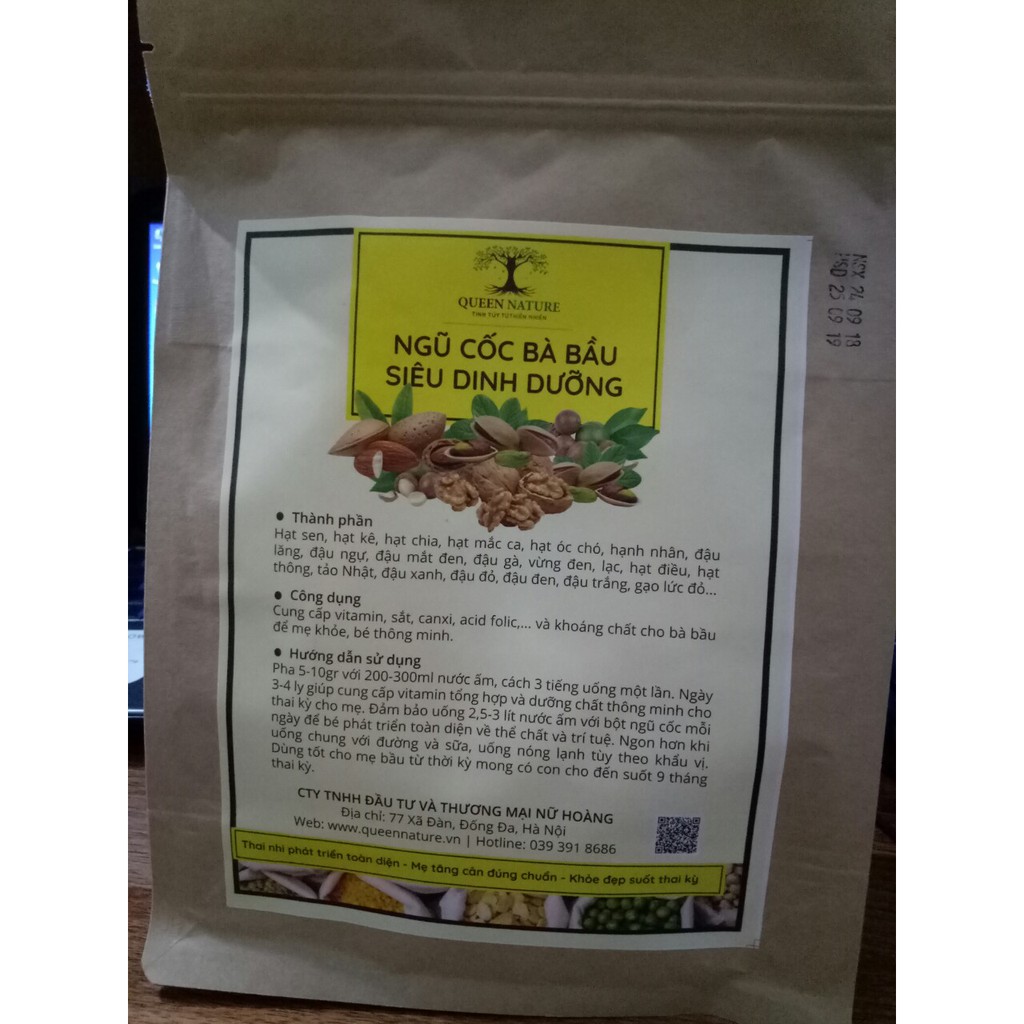 NGŨ CỐC BÀ BẦU SIÊU DINH DƯỠNG QUEEN NATUREBịch 800Gr❤️Hàng Chính Hãng ❤️ Ngũ Cốc Bầu Siêu Sinh Dưỡng Queen Nature