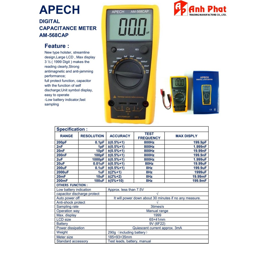 Đồng hồ đo tụ điện siêu tốt Apech AM 568CAP giá rẻ