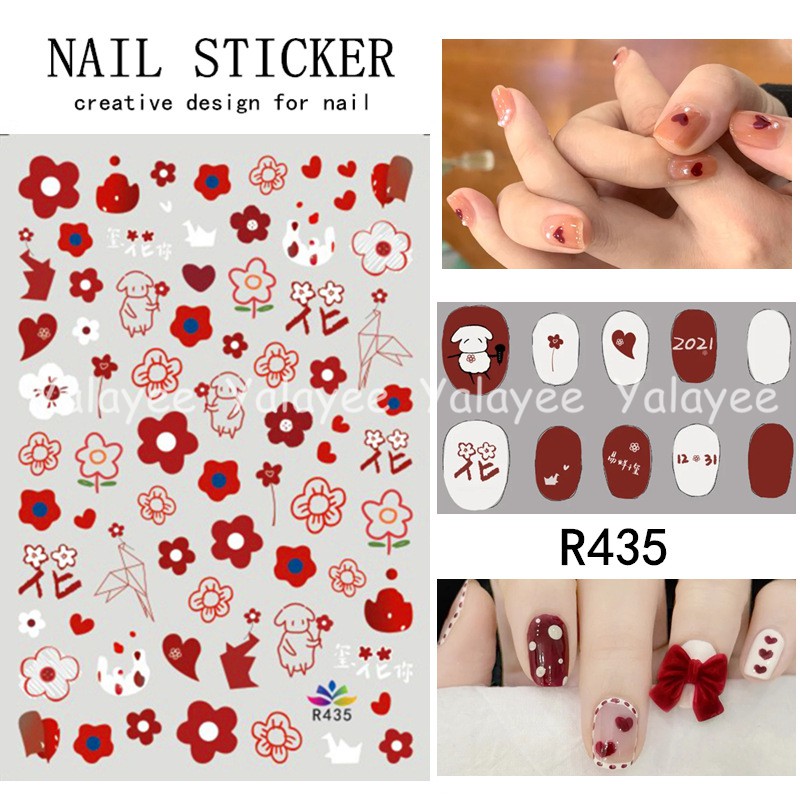 Miếng Dán Trang Trí Móng Tay Màu Sắc Tương Phản Phong Cách Nhật Bản R428-R439