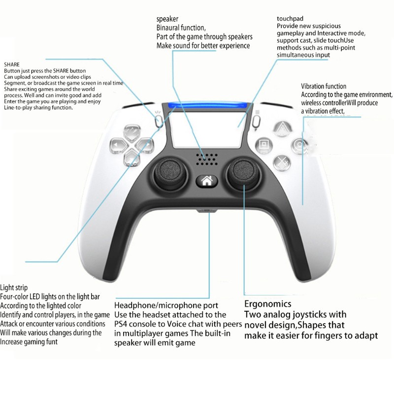 HSV Bluetooth Wireless Joystick For PS4  Wireless Gamepad Fit for PS4/PC/Androd