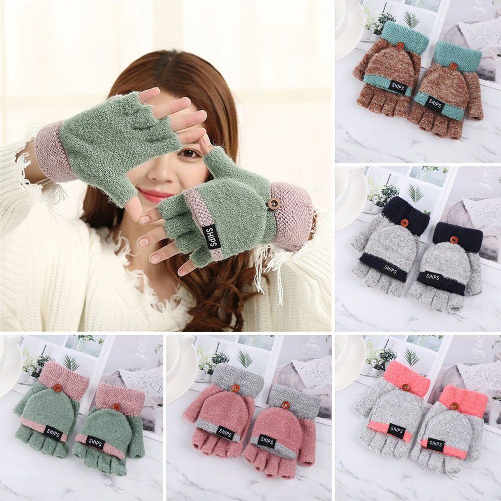 KENT1 Găng Tay Len Hở Ngón Giữ Ấm Mềm Mại