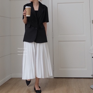 [KAYSTUDIO] CHÂN VÁY XẾP LY TRẮNG